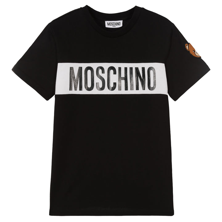 MOSCHINO KID-TEEN LOGO PRINT T-SHIRT BLACK