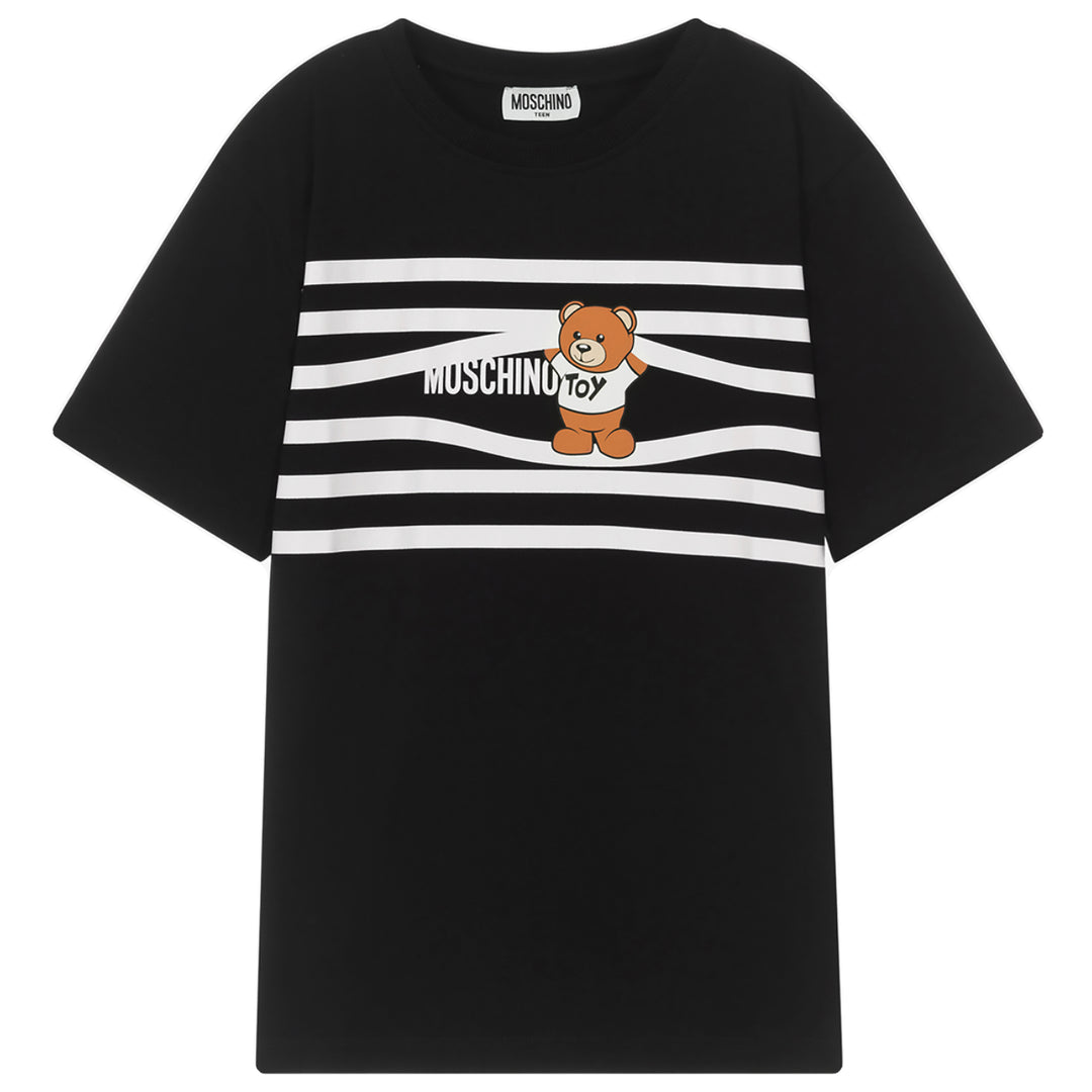 MOSCHINO KID-TEEN BETWEEN THE LINES MAXI T-SHIRT BLACK