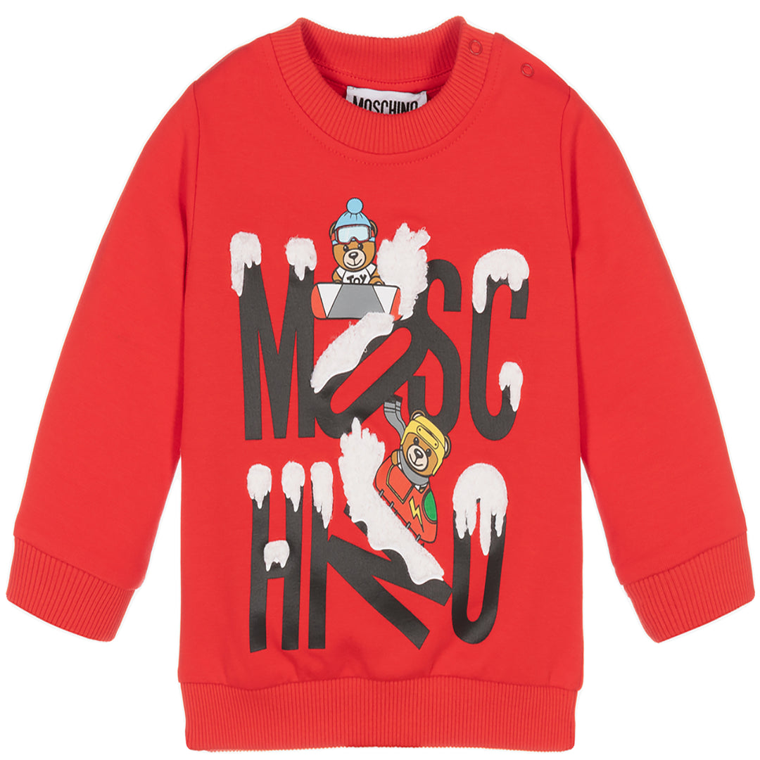MOSCHINO KID-TEEN SNOW LOGO PRINT SWEATSHIRT RED