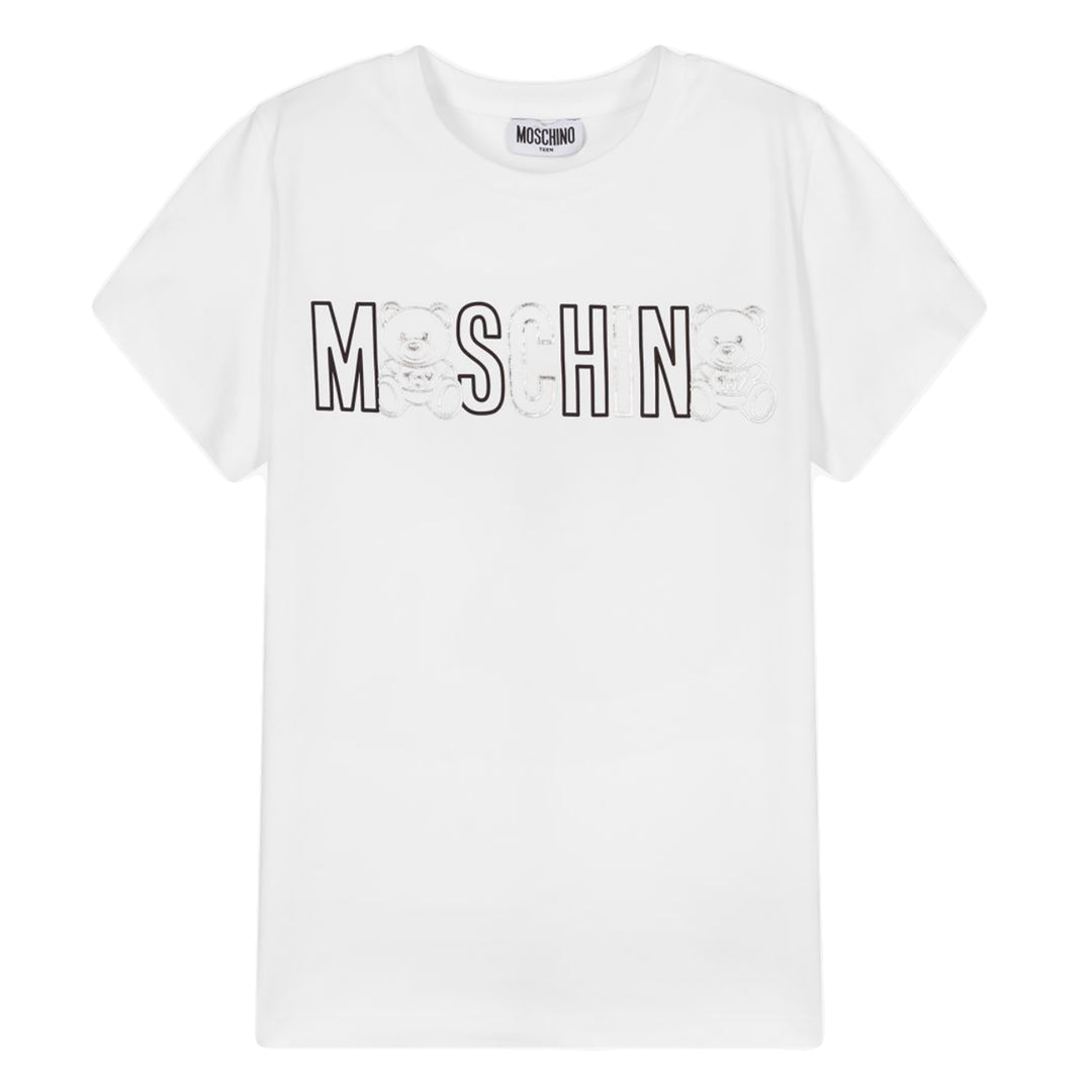 Moschino Kid-Teen Boys and Girls Logo Print T-shirt White