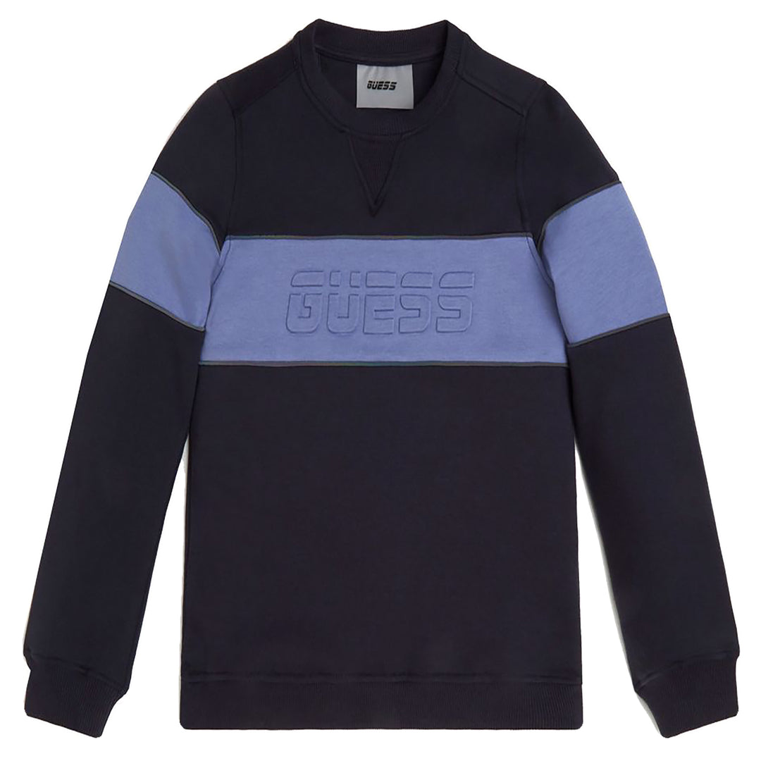 GUESS KIDS-BOYS REFLECTIVE FLEECE SWEATSHIRT NAVY