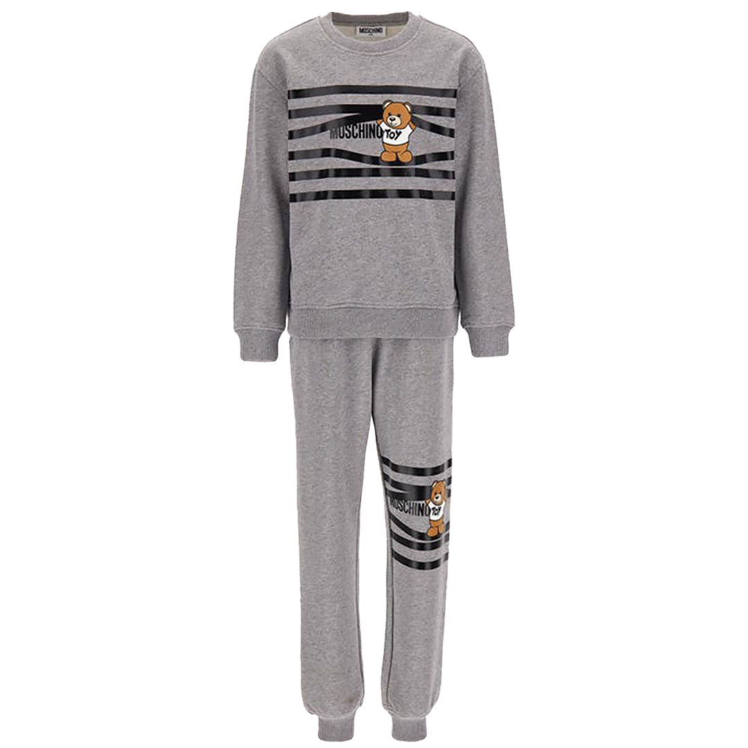 MOSCHINO KID-TEEN BETWEEN THE LINES MAXI TRACKSUIT GREY
