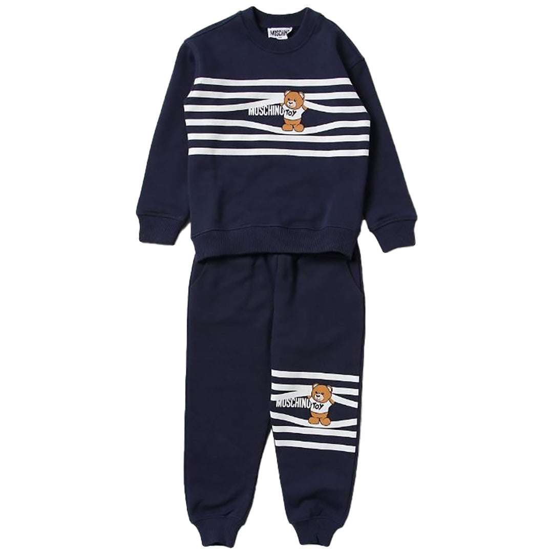 MOSCHINO KID-TEEN BETWEEN THE LINES MAXI TRACKSUIT NAVY