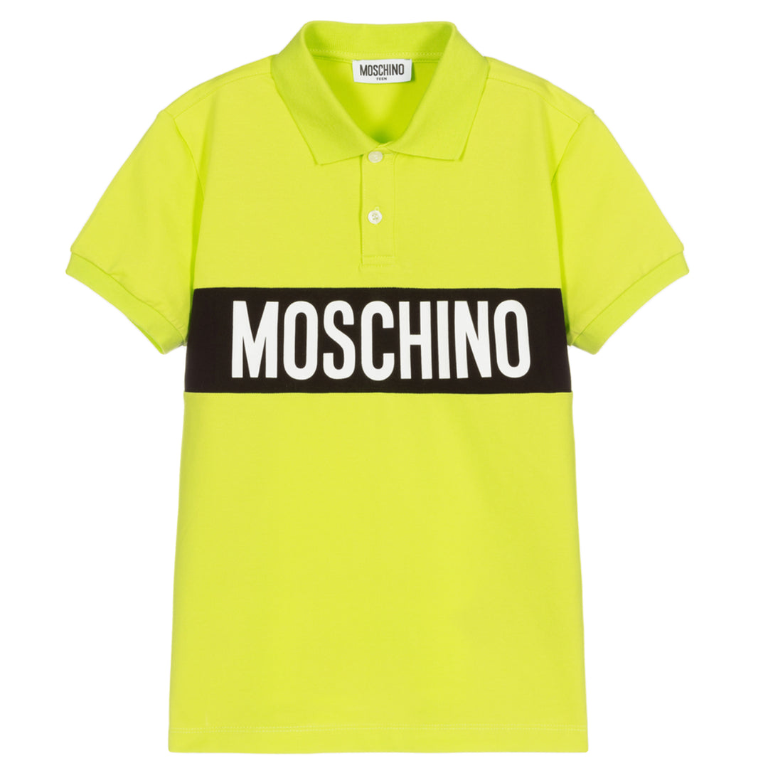 Moschino Kid-Teen Logo Print Polo Lime