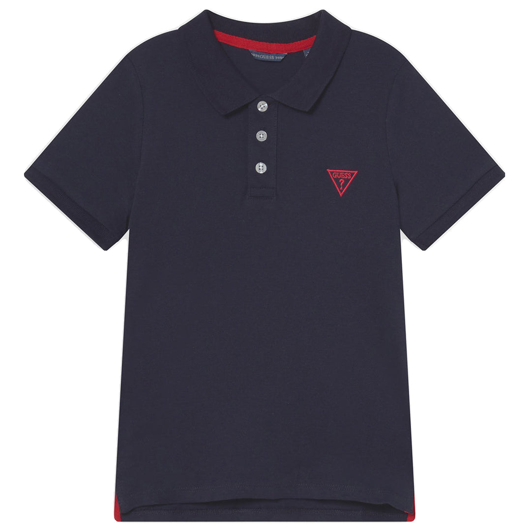 GUESS KIDS-BOYS PIQUET SHORT SLEEVES POLO SHIRT NAVY