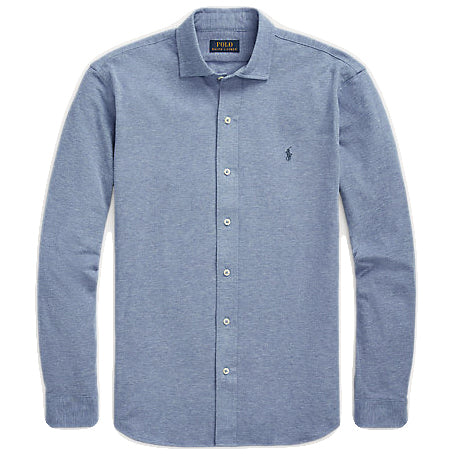 Polo Ralph Lauren Jacquard-Textured Mesh Shirt Blue