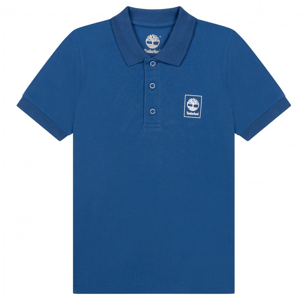 Timberland Kids Square Logo Print Polo Blue