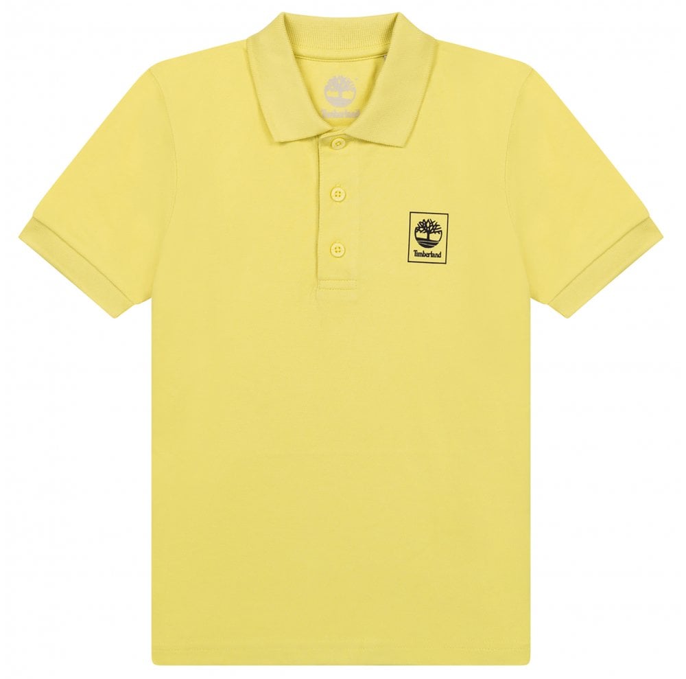 Timberland Kids Square Logo Print Polo Yellow