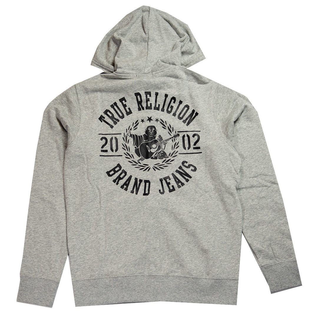 True Religion logo zip hoodie grey
