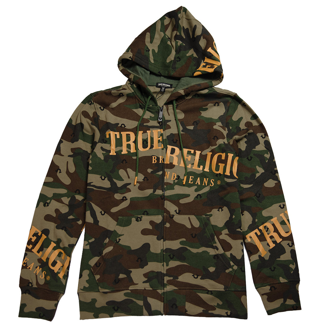 True Religion logo hoodie camo