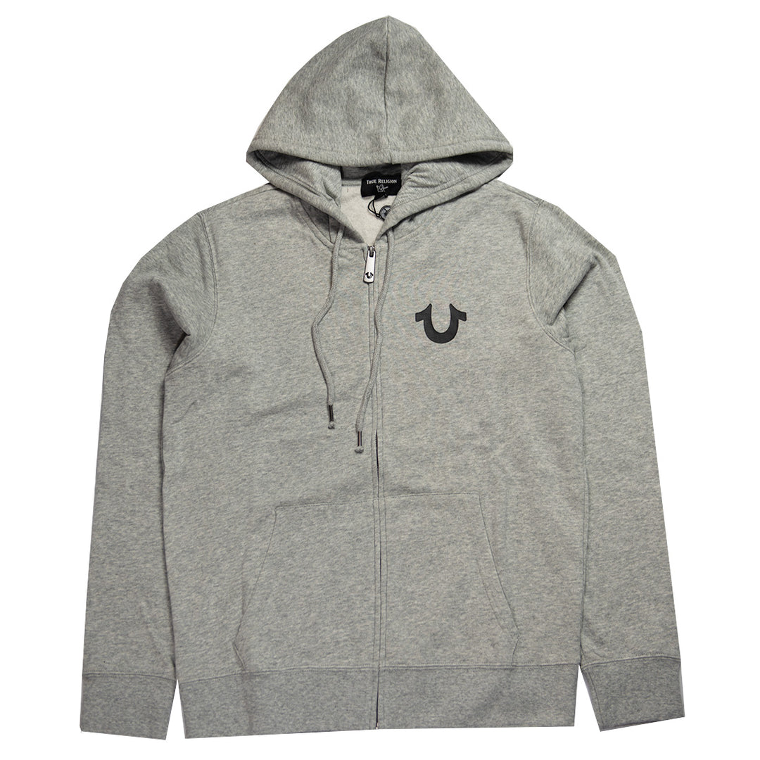 True Religion logo zip hoodie grey