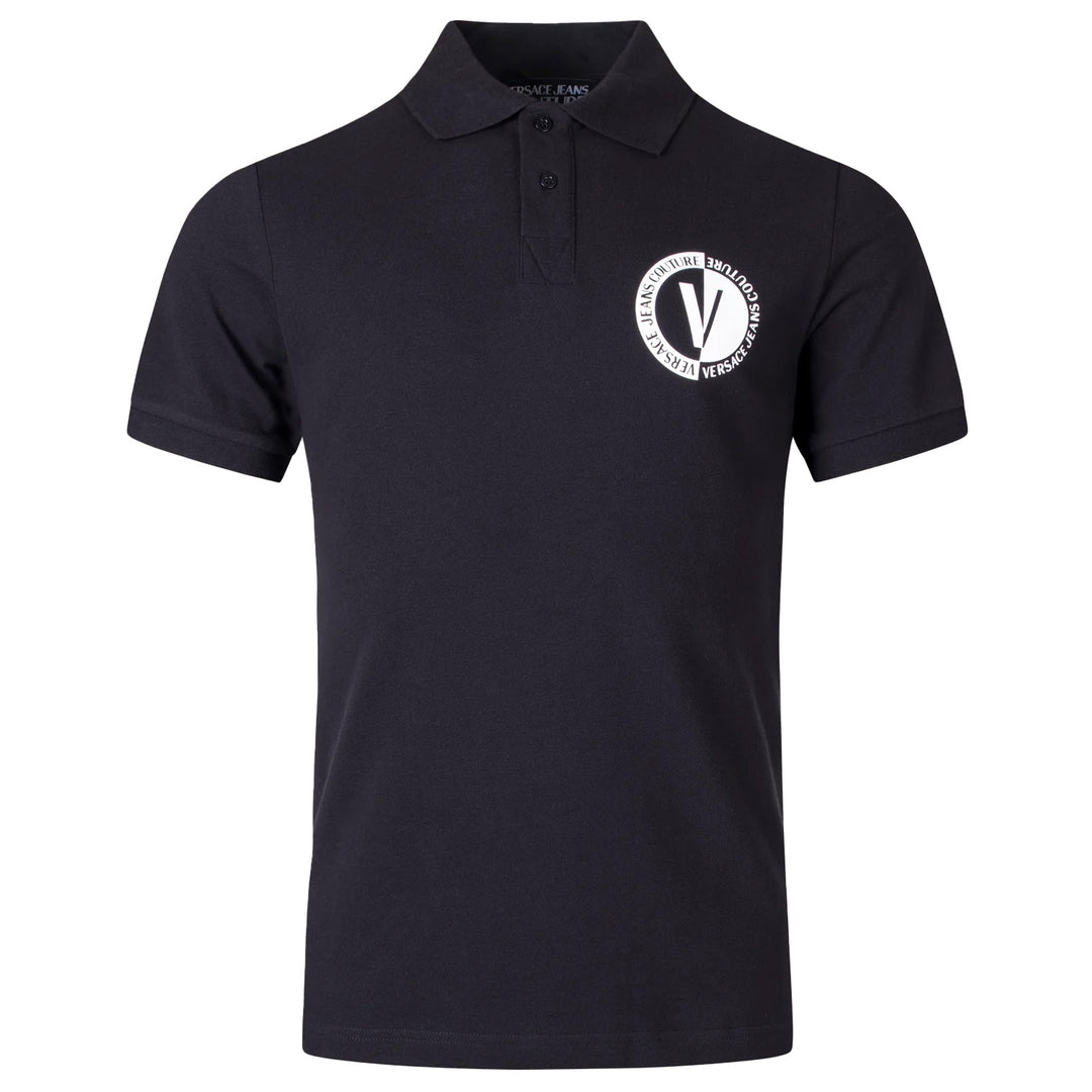 Versace Jeans Couture New V Emblem Polo T-Shirt Black
