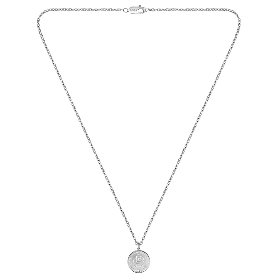BOSS Jewellery Men's Double B Coin Necklace Stainless Steel
