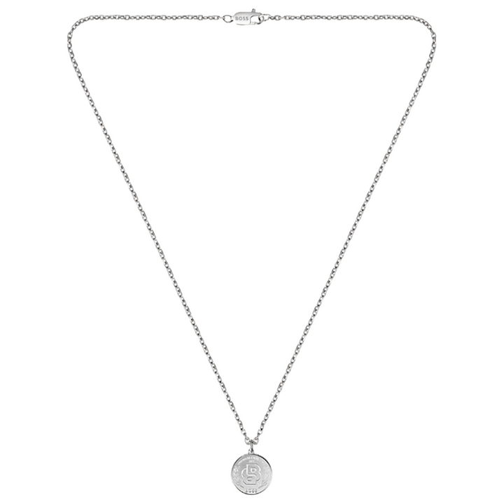 BOSS Jewellery Men's Double B Coin Necklace Stainless Steel