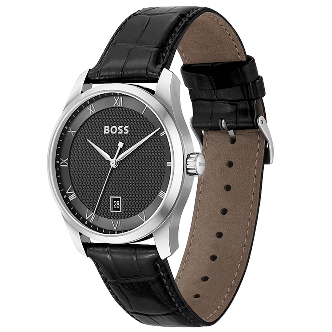 BOSS Principle (41mm) Black Dial / Black Leather Strap