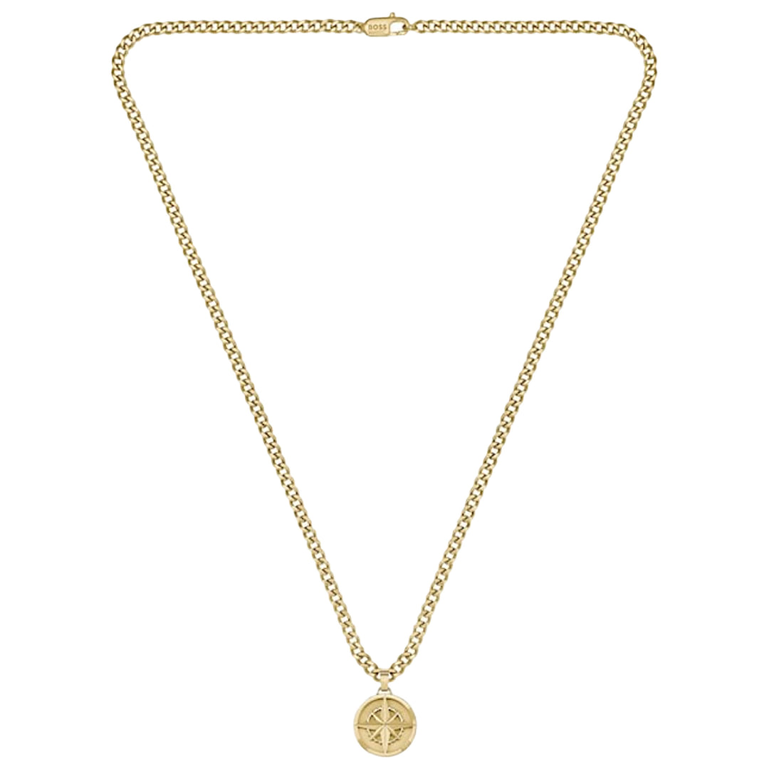 BOSS Yellow Gold Coloured North Star Compass Necklace