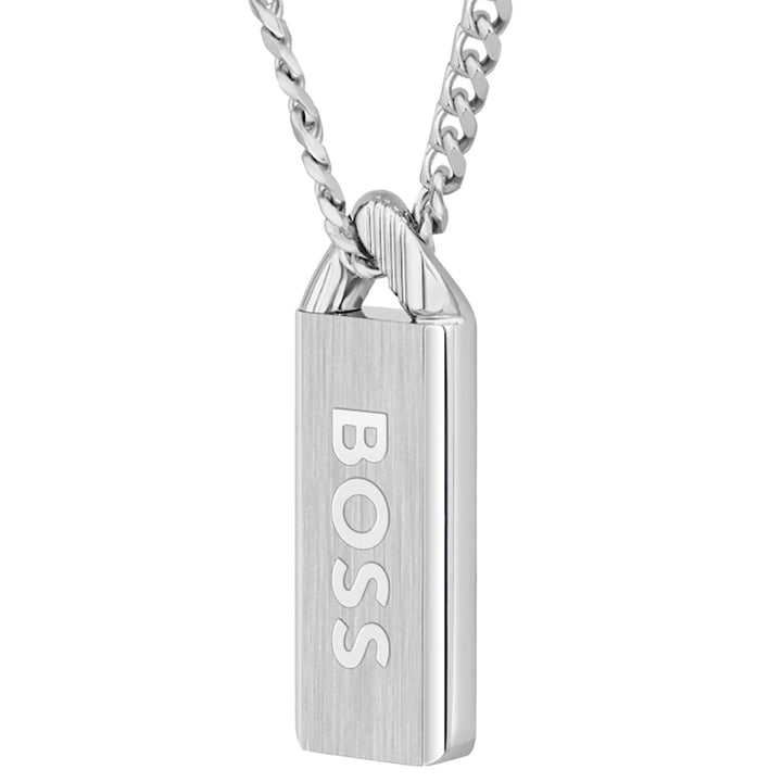 BOSS Kassy Stainless Steel & Black Enamel Pendant