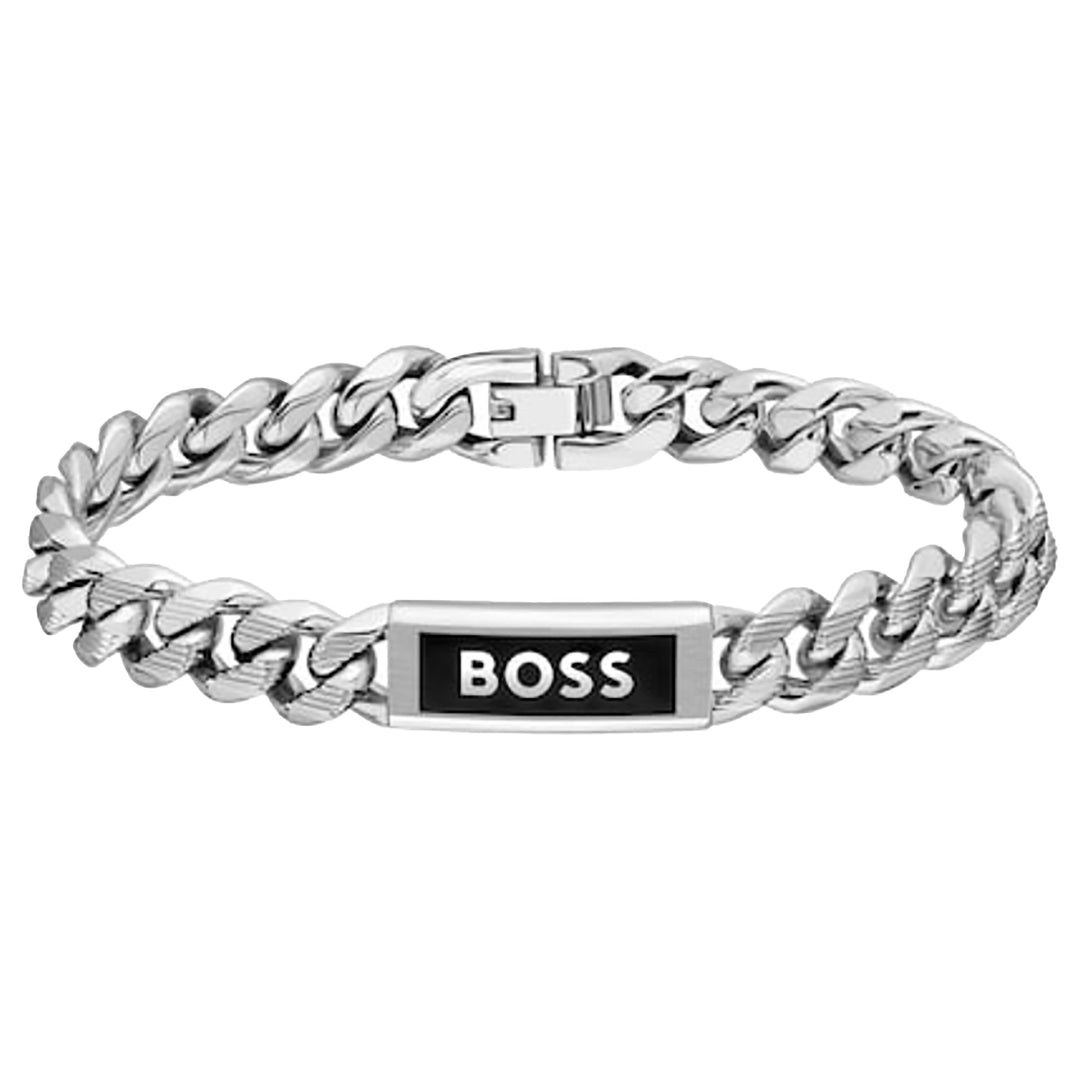 BOSS Kassy Stainless Steel & Black Enamel Bracelet