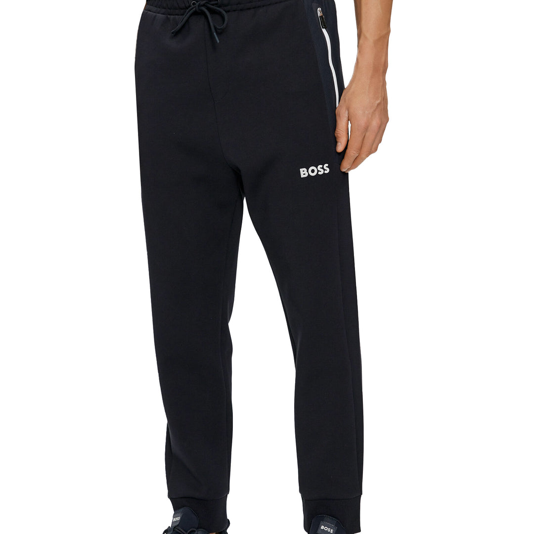 Boss Tracksuit Bottoms With 3D-Moulded Logo - Navy