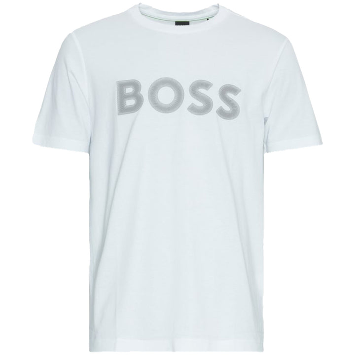 Boss Regular-Fit T-Shirt With Mesh Logo - White