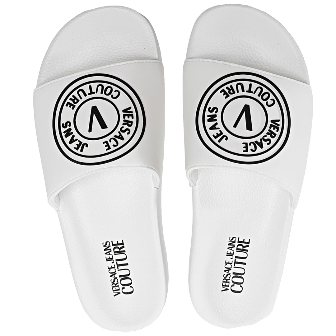 Versace Jeans Couture V-Emblem Sliders White