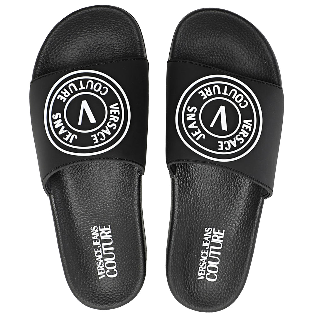 Versace Jeans Couture V-Emblem Sliders Black