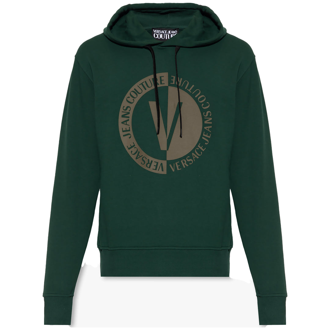 Versace Jeans Couture V Logo Printed Hooded Sweatshirt Green