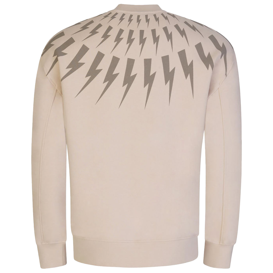 Neil Barrett Thunderbolt-Print Cotton Sweatshirt Beige