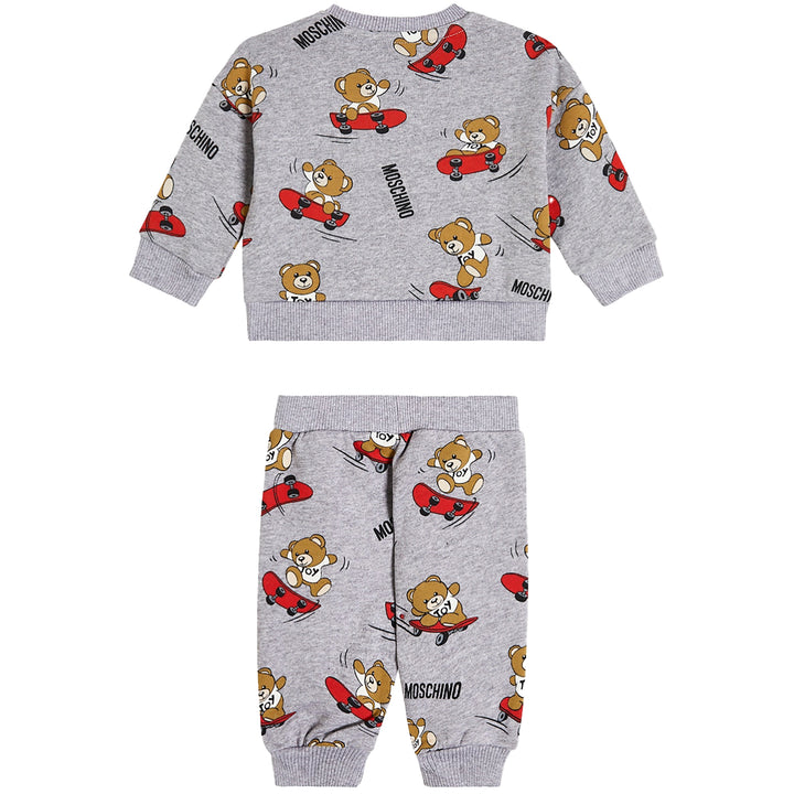 Moschino Kids Logo-Print Cotton Tracksuit Set Grey