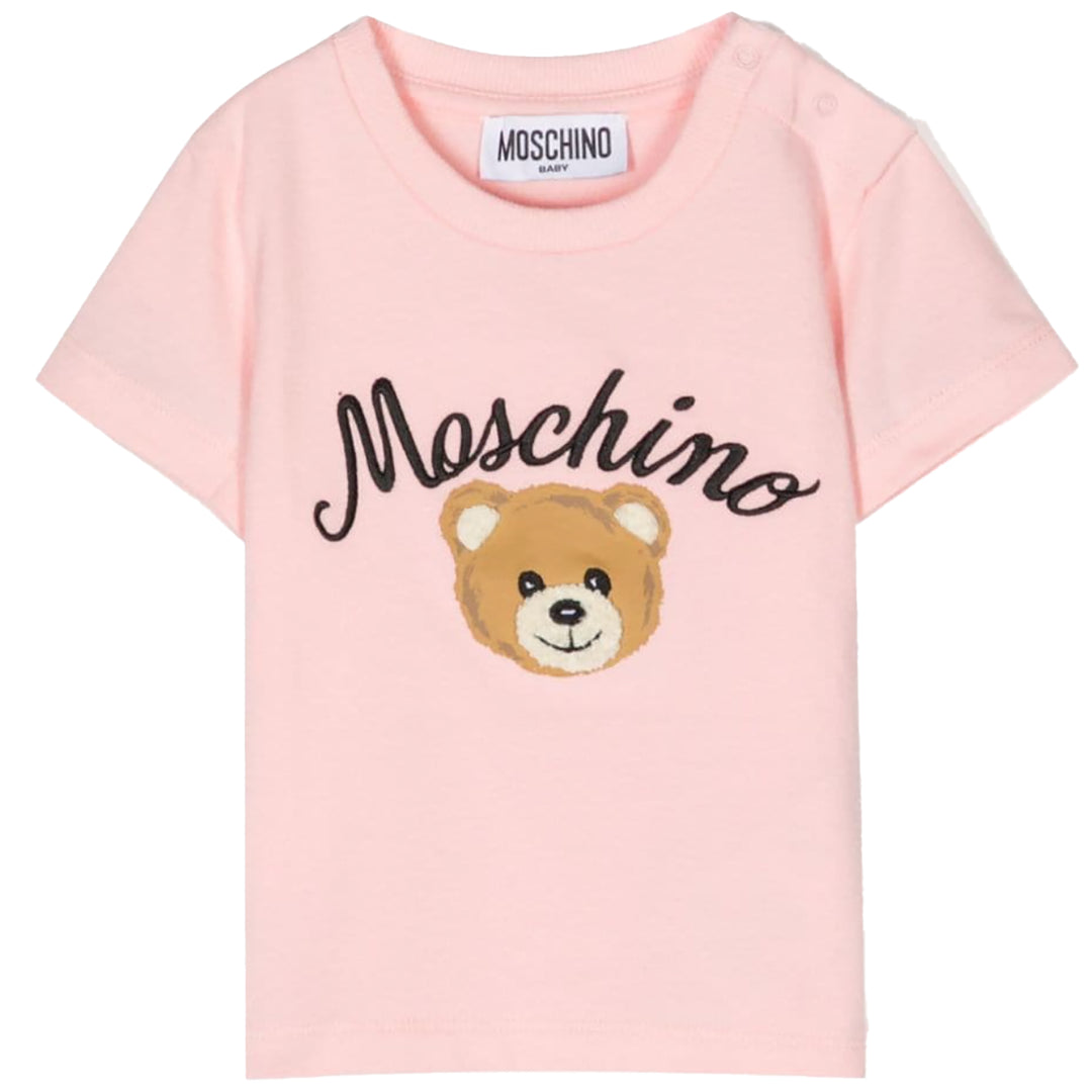 Moschino Kids Leo Teddy Bear-print T-shirt Pink