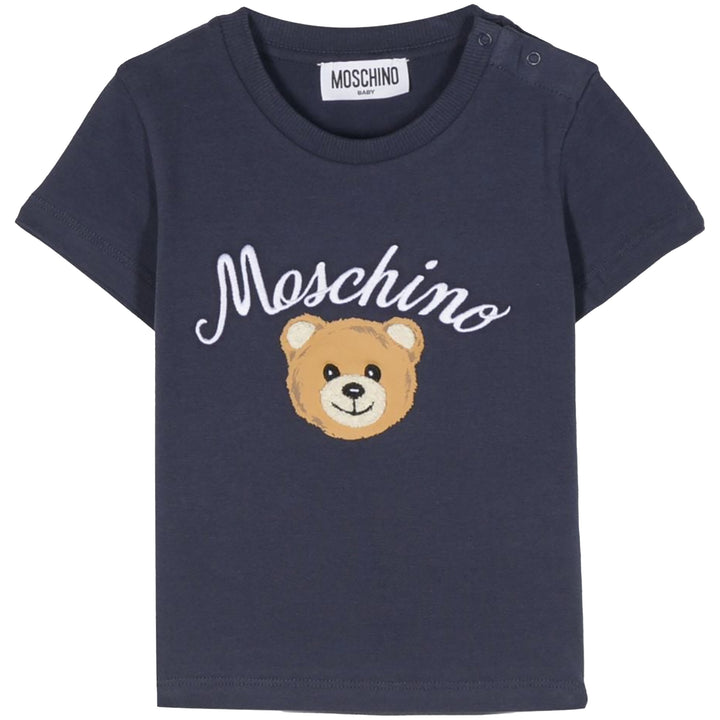 Moschino Kids Leo Teddy Bear-print T-shirt Navy