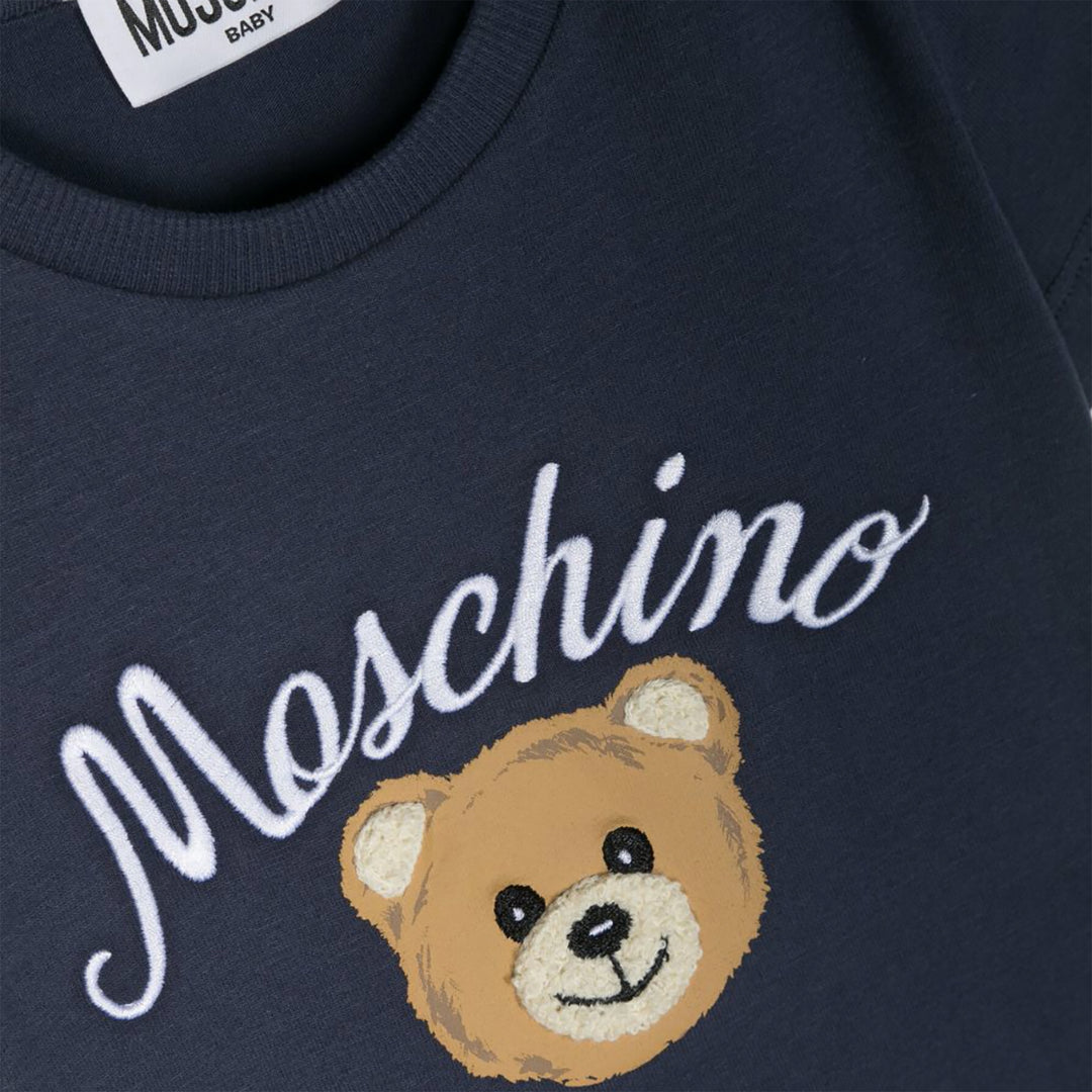 Moschino Kids Leo Teddy Bear-print T-shirt Navy