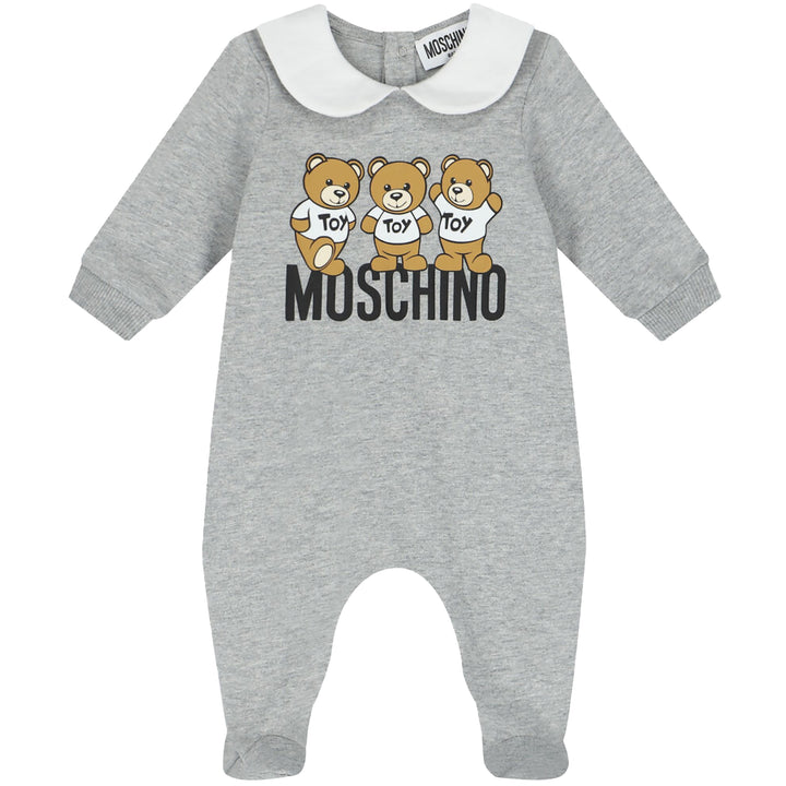 Moschino Kids Teddy Bear Logo Babygrow Grey