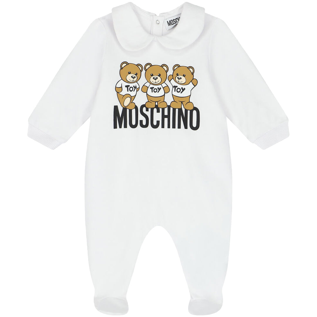 Moschino Kids Teddy Bear Logo Babygrow White