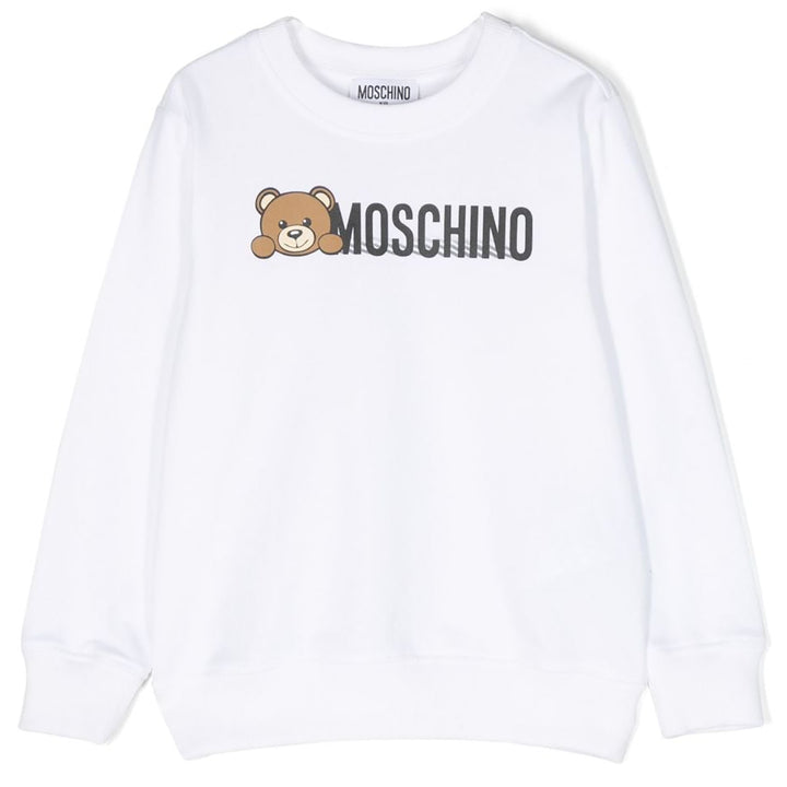 Moschino Kids Black Teddy Bear Logo Sweatshirt White