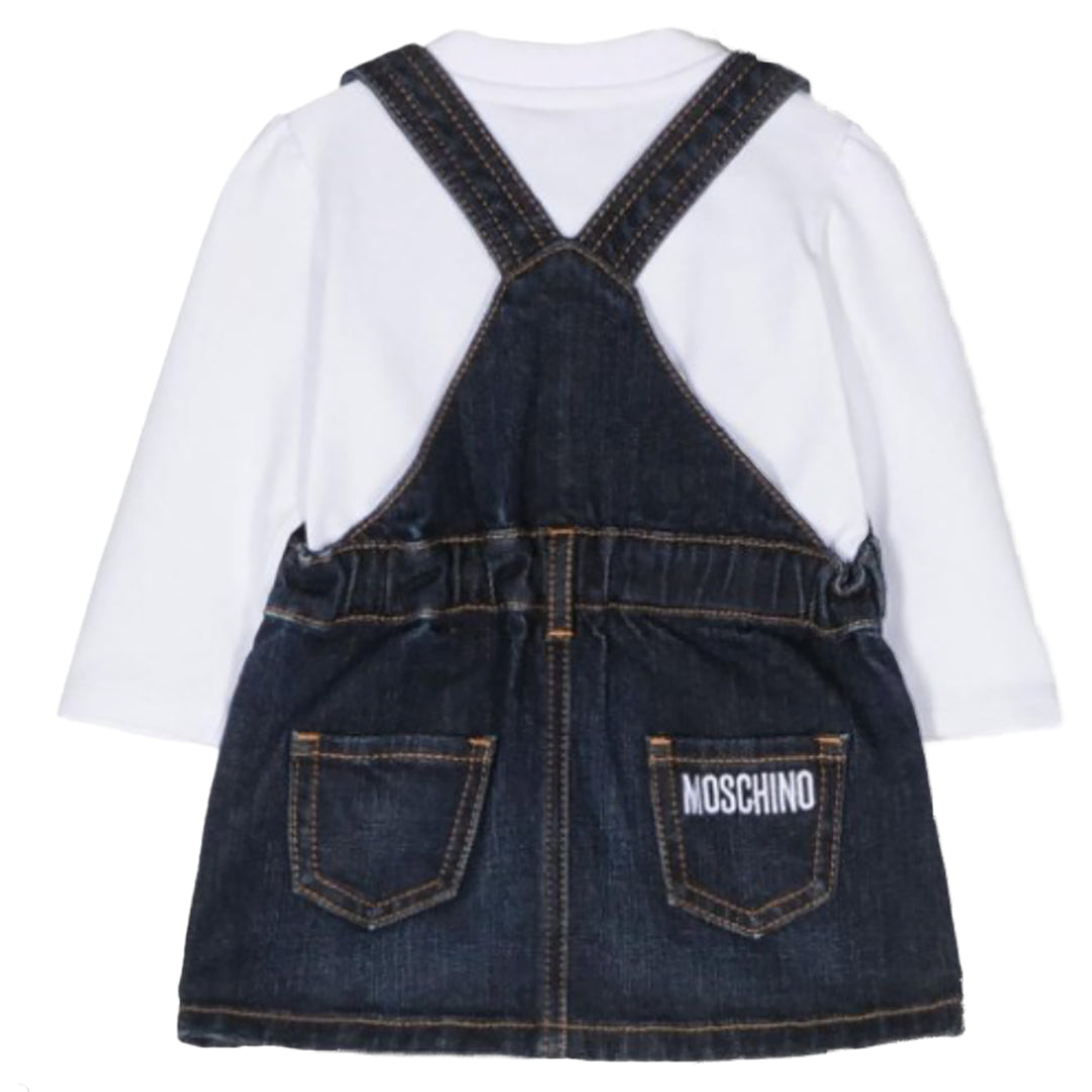 Moschino Kids Denim Dress Dungaree White