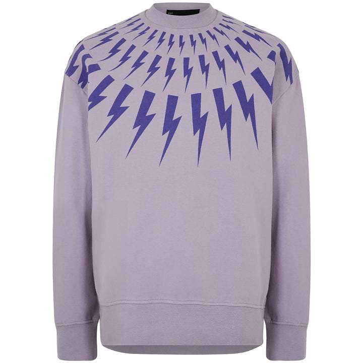 Neil Barrett Thunderbolt-Print Cotton Sweatshirt Lilac