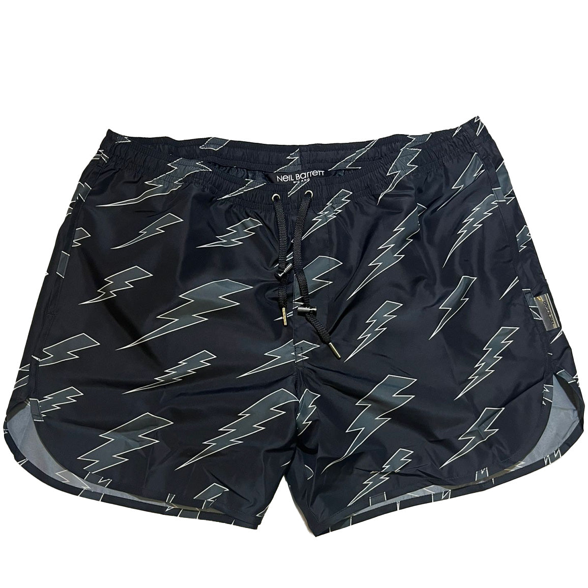 Neil Barrett Kids lightning bolt-print swim shorts - Black
