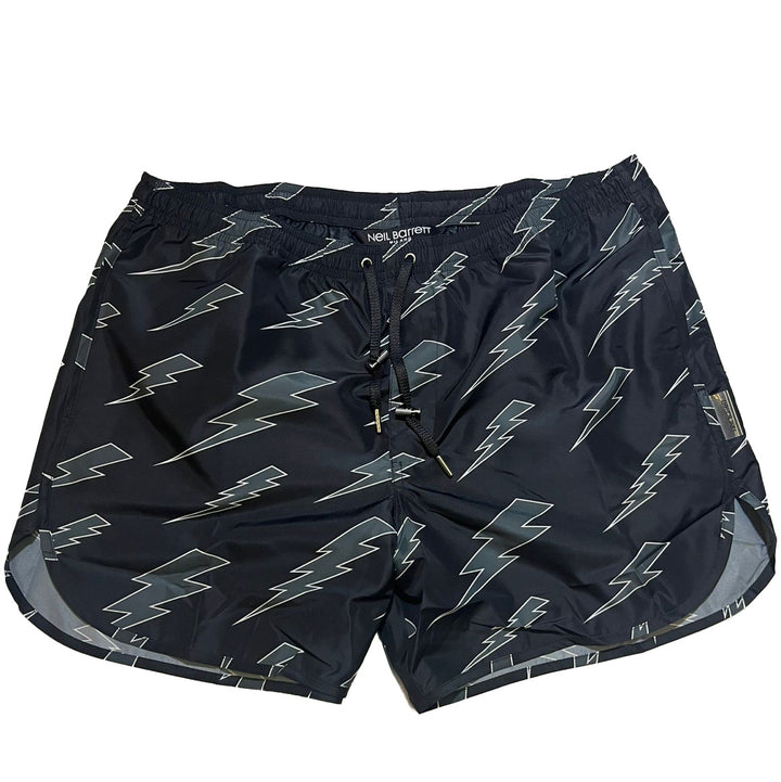 Neil Barrett Lightning Print Swim Shorts Black