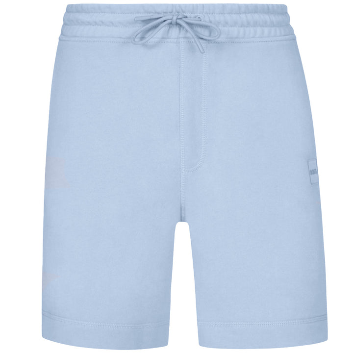 BOSS Drawstring Shorts In French Terry Cotton With Logo Patch Sky Blue