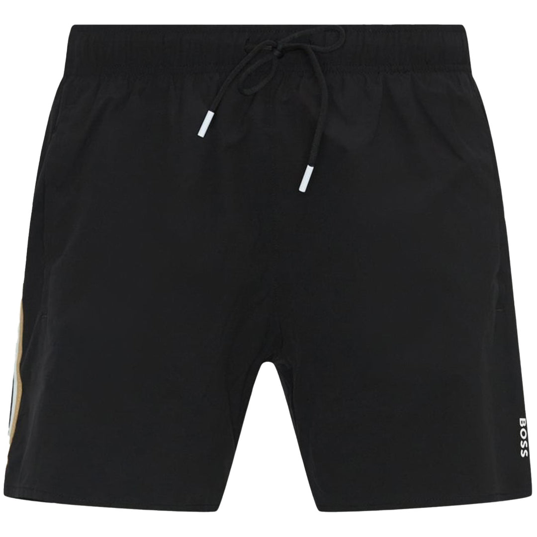 Boss Icon Signature Stripe And Logo Swimshorts - Black