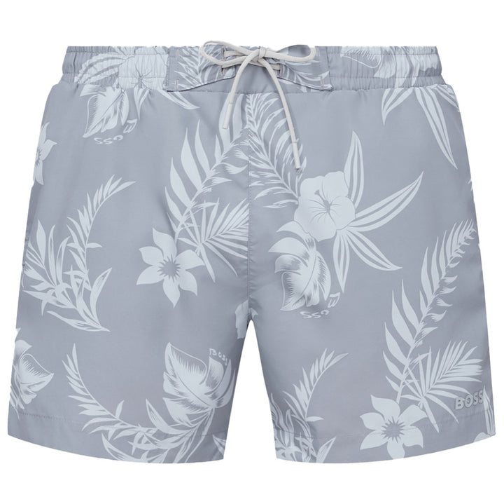 Boss Reev Piranha Floral Swim Shorts - Grey