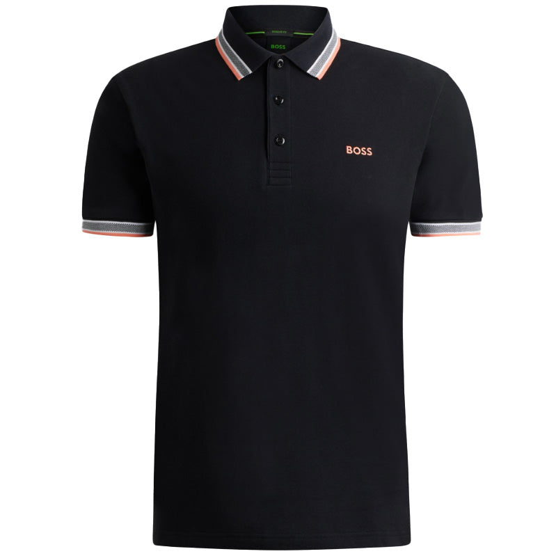 Boss Cotton-Piqué Polo Shirt With Contrast Logo - Black