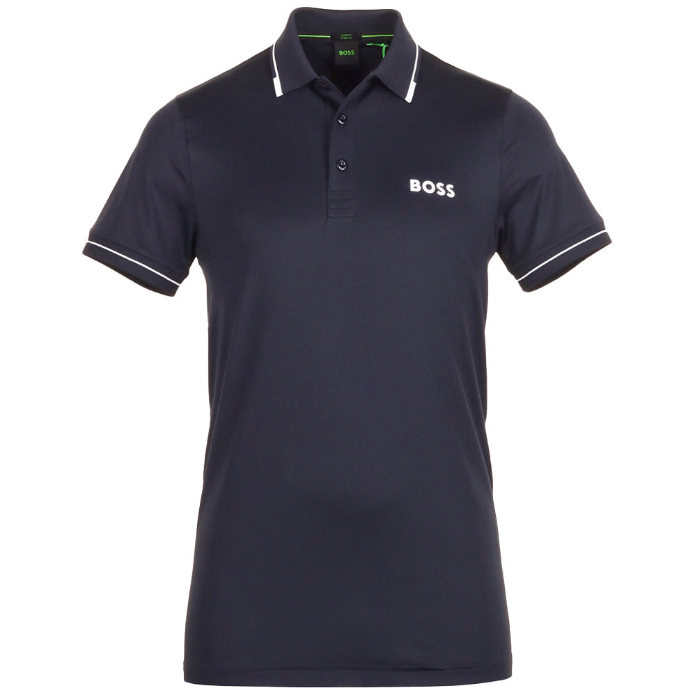 Boss Slim-Fit Polo Shirt With Contrast Logos - Navy