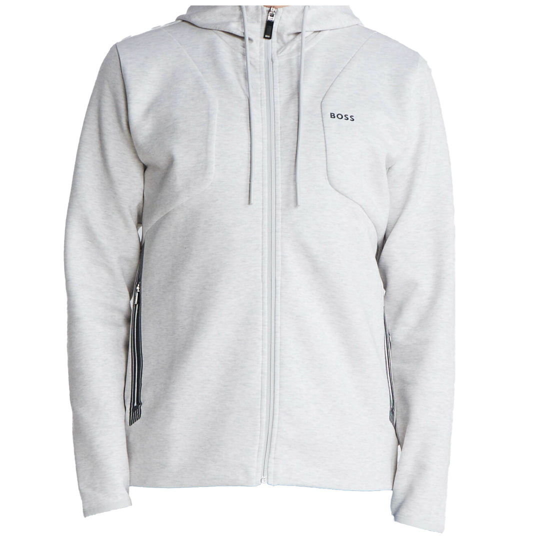 Boss Cotton-Blend Zip-Up Hoodie With Hd Logo Print Grey – Maze