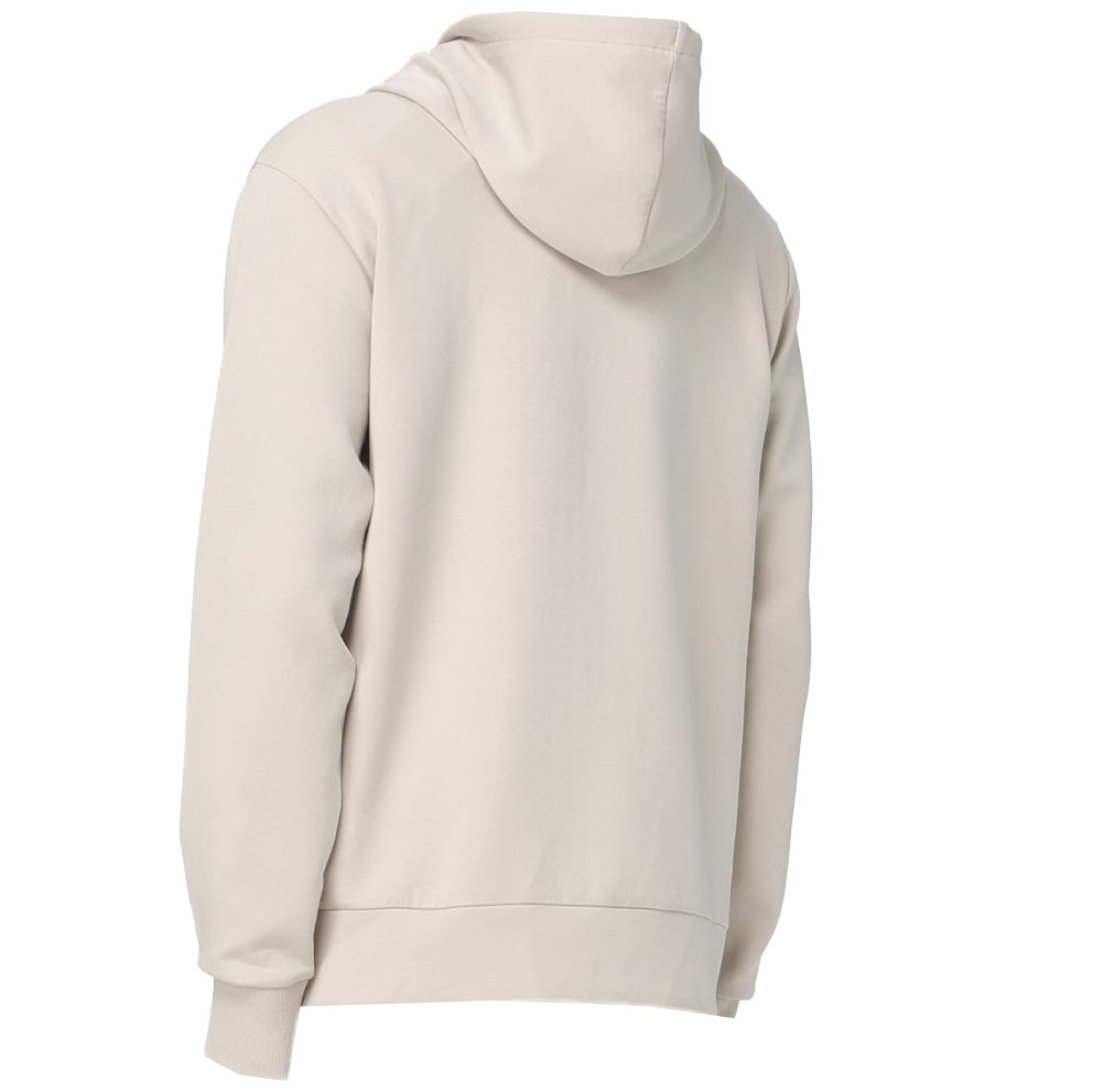 Boss Stretch-Cotton Zip-Up Hoodie With Logo Print - Beige