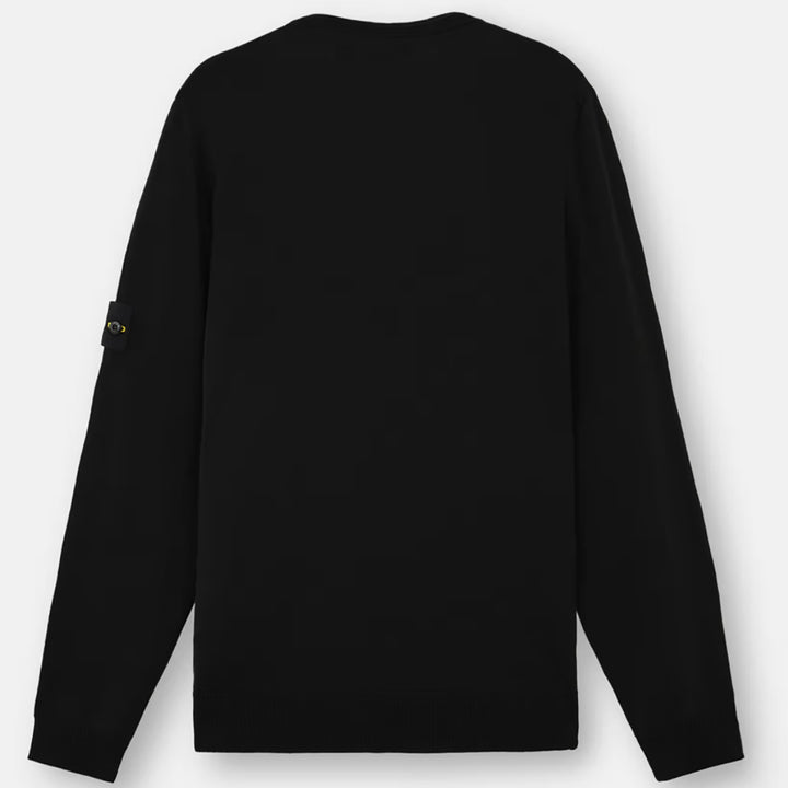 Stone Island Crewneck Sweater with Ribbing - Black