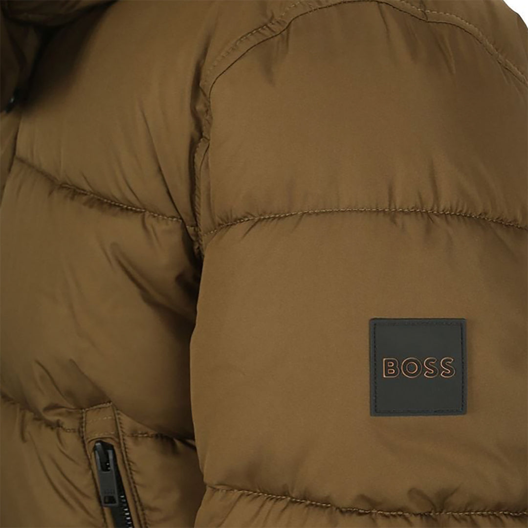 Boss Hooded Down Jacket -  Khaki