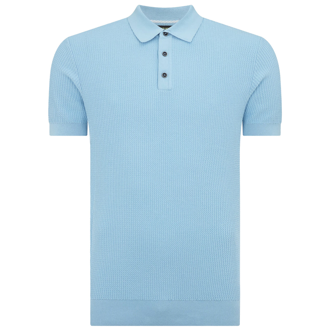 Remus Uomo Knitted Polo - Sky Blue