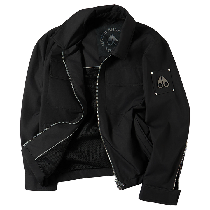 Moose Knuckles Jacques logo woven jacket - BLACK